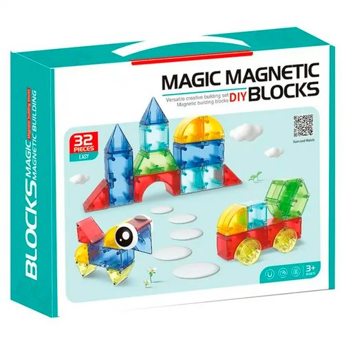 Bloques Magnéticos De Ingenio Transparentes 32 Piezas