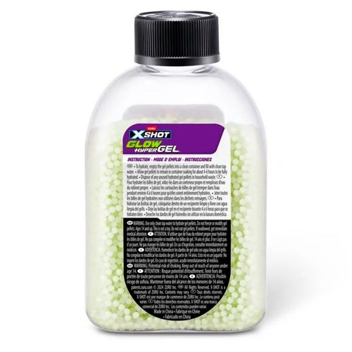 X-Shot Hyper Gel Glow Pellets Recarga de 15.000 Pellets Brillan en la Oscuridad