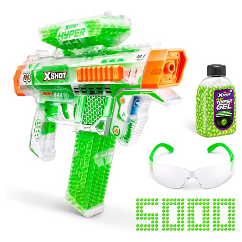 X-Shot Hyper Gel Glow In The Dark Nightstrike Lanzador Automático con 5000 Balas de Hidrogel Brillan en la Oscuridad