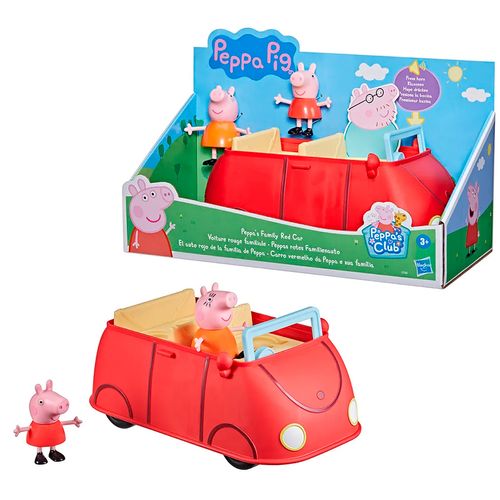 Peppa Pig Figuras Set Juego Auto Familia De Peppa 21 Cm Rojo