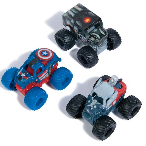 Monster Jam Pack De 3 Marvel 1:87 Thor Capitan America y War Marchine