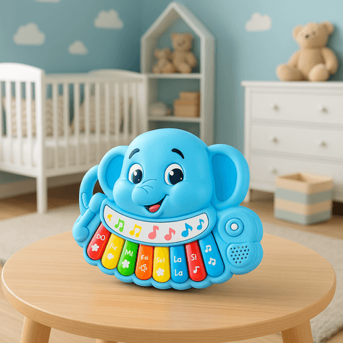 Piano Interactivo de Elefante con Luces y Sonidos Celeste