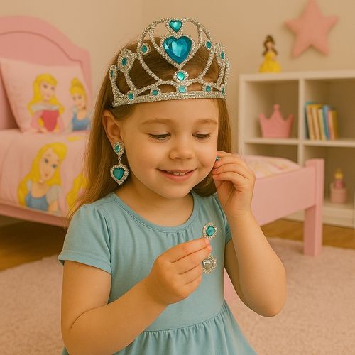 Princesas Tiara con Aros Celeste