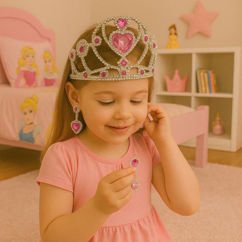 Princesas Tiara con Aros Rosa