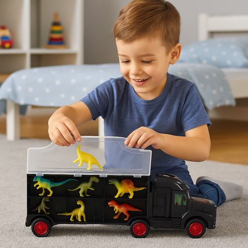 Camión Con 6 Dinosaurios Jurassic Truck World