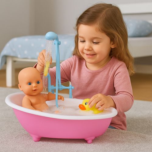 Muñeca Bañando A Luly Con Bañadera Y Accesorios