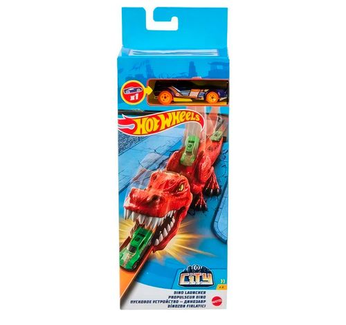 Hot Wheels City Lanzadores Némesis Dinosaurio Con Auto