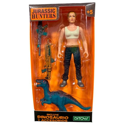 Jurassic Hunters Soldado Y Dinosaurio Velociraptor