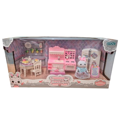 Bunny Boutique Bakery Kitchen Vestido Celeste Cuadros Rosa