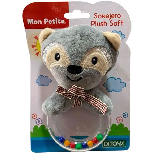 Sonajero Plush Soft Animalitos Multisensorial Mapache