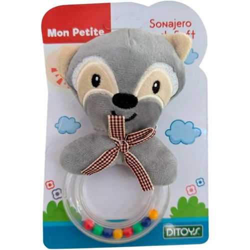 Sonajero Plush Soft Animalitos Multisensorial Mapache