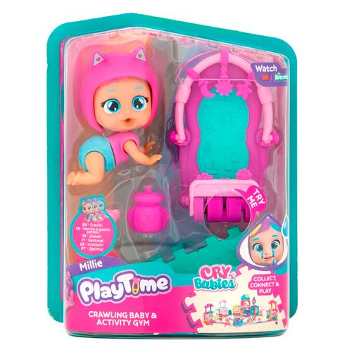 Mini Muñeca Cry Babies Millie Playtime Activity Gym con Accesorios