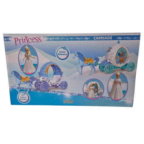 Carroza Princess Carriage Luz Y Sonido Ditoys Celeste Vestido Amarillo