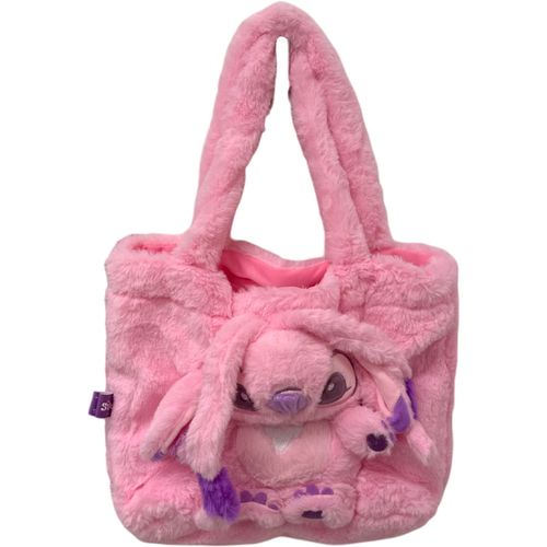 Bolso de Peluche Stitch Angel Rosa 28 cm