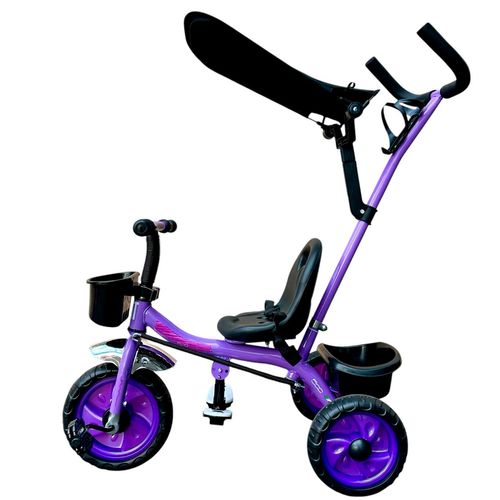 Triciclo Infantil Giratorio Con Canasto Violeta Fiat