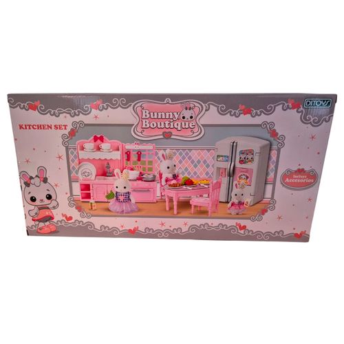 Bunny Boutique Actividades Set Cocina Vestido Rosa y amarillo a cuadros