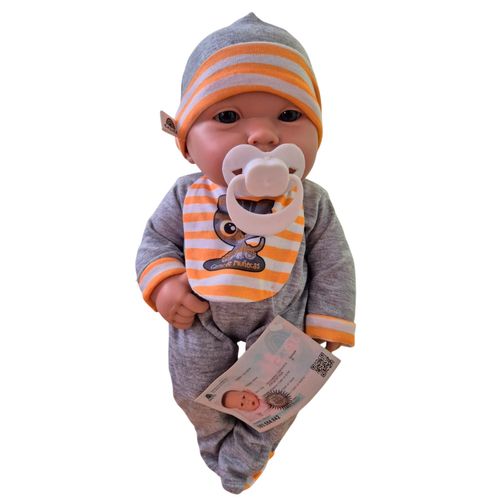 Danilo Con Babero Y Gorro Gato Raya Amarilla 35 Cm