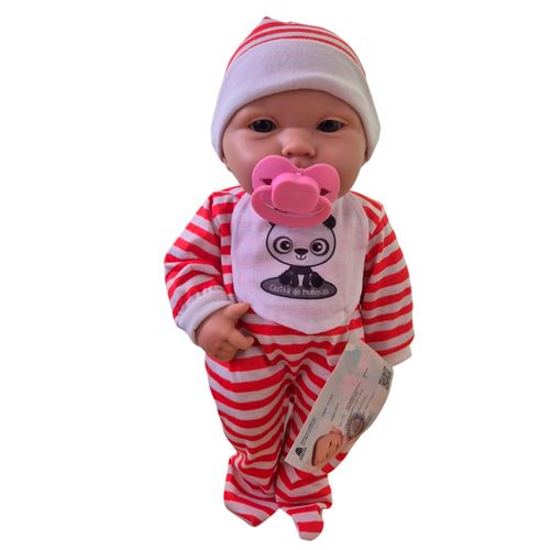 Danilo Con Babero Panda Rayas Rojas Cuerpo Completo 35 Cm
