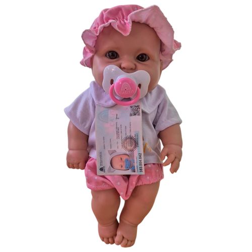 Bebote Realista Belen 30 Cm Con Remera Blanca y Pantalon Rosa