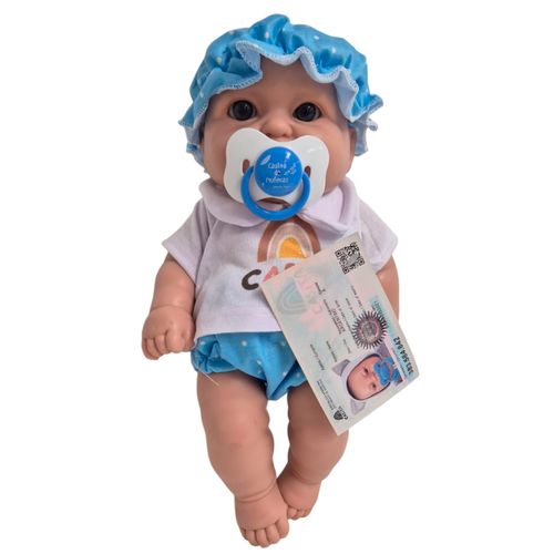 Bebote Realista tomas 30 Cm Con Remera Blanca y Pantalón Celeste