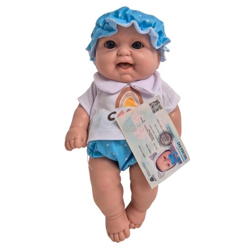 Bebote Realista tomas 30 Cm Con Remera Blanca y Pantalón Celeste