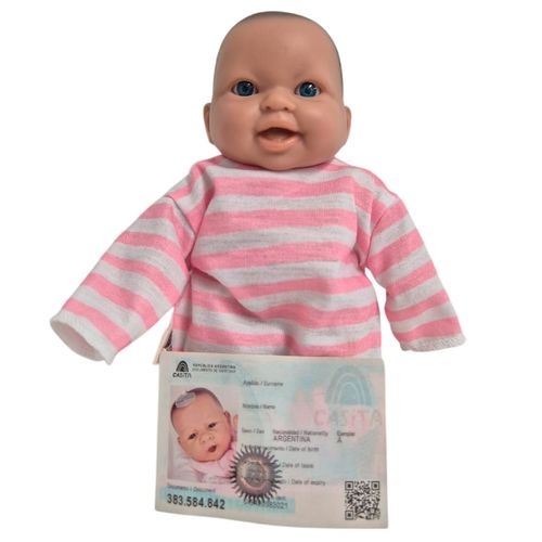 Bebote Realista Luli 20 Cm Osito Con Gorrito Rayas Blancas Y Rosa