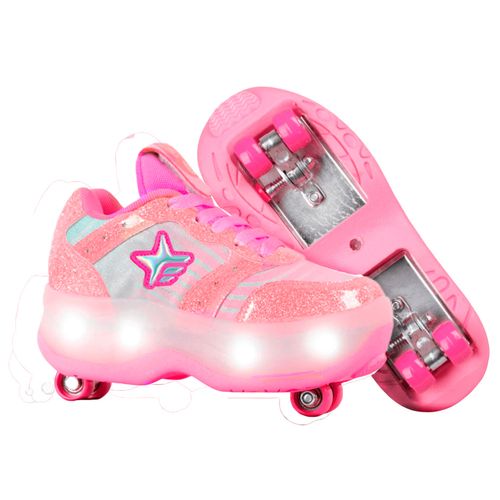 Zapatillas Patines Footy Con Luces Fucsia T29