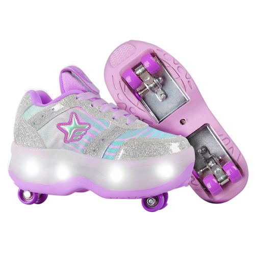 Zapatillas Patines Footy Con Luces Lila T34