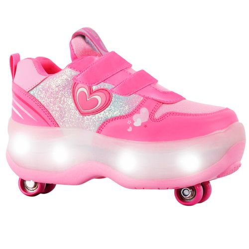 Zapatillas Patines Footy Con Luces Rosa T28