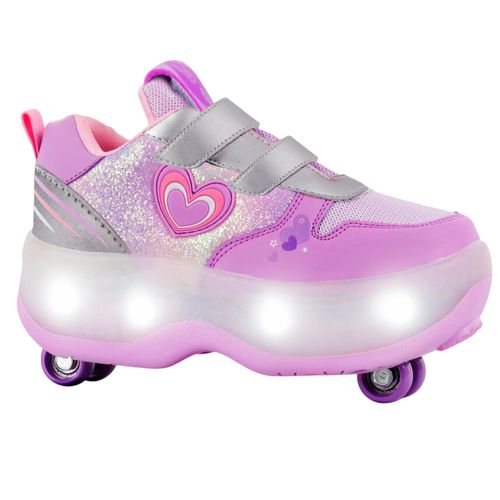 Zapatillas Patines Footy Con Luces Plateada T32