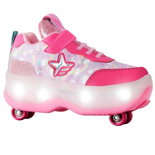 Zapatillas Patines Footy Con Luces Rosa Con Fucsia T28