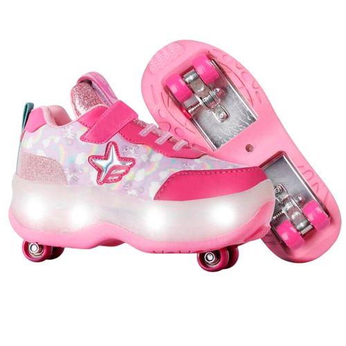 Zapatillas Patines Footy Con Luces Rosa Con Fucsia T28