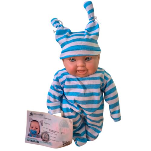 Mati 20 Cm Osito Con Gorrito Rayas Blanca Y Celeste