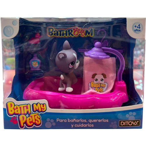 Bath My Pets Para Bañar y Cuidar Gris Ojos Rosa