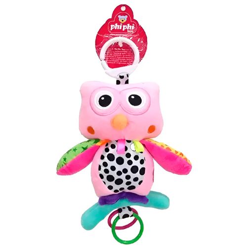 Peluche Cunero Musical Buho Rosa