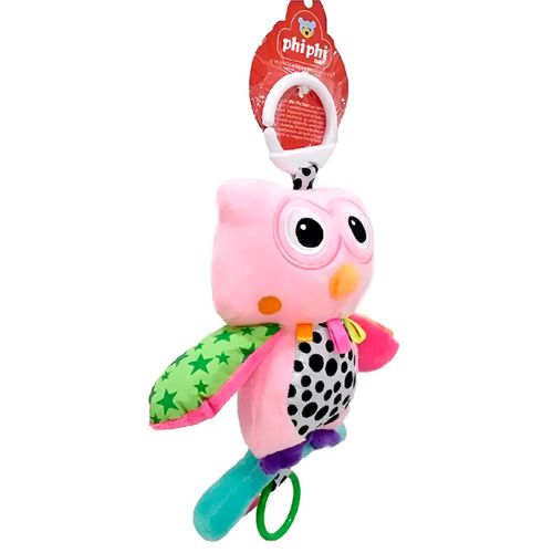 Peluche Cunero Musical Buho Rosa