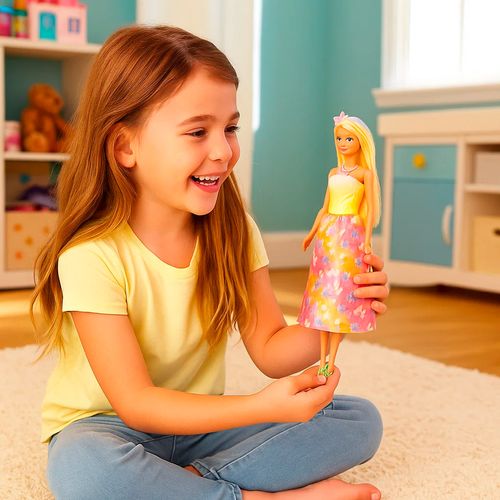 Barbie Princesa Muñeca Con Falda De Mariposas Amarillo
