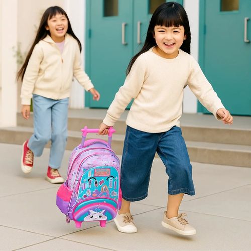 Mochila Carrito 18 Footy Make Up Con Luz Led Color Lila