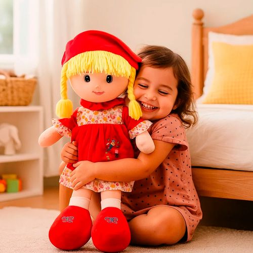 Peluche de Muñeca Plush Soft 80cm Vestido Rojo
