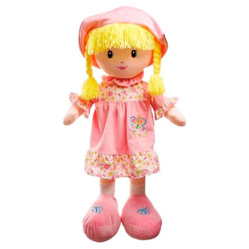 Peluche de Muñeca Plush Soft 80cm Vestido Rosa