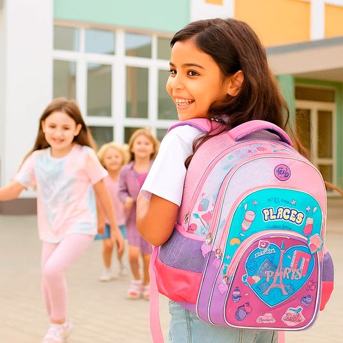 Mochila Espalda 18 Footy I Love Paris Con Luz Led Color Lila