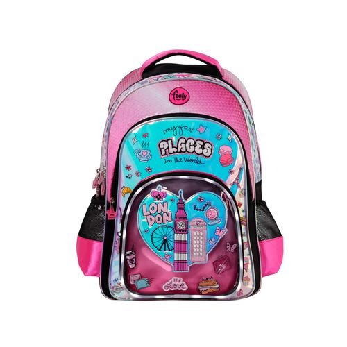 Mochila Espalda 18 Footy I Love London Con Luz Led Color Negro
