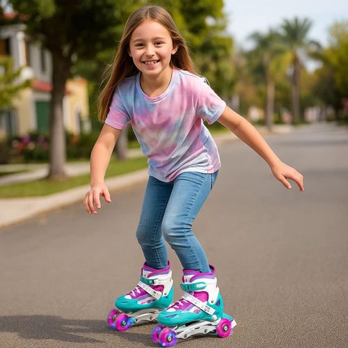 Rollers Tiny 3 en 1 con Luces y Ruedas Intercambiables Talle M Turquesa