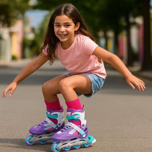 Rollers Frozen 3 en 1 con Luces y Ruedas Intercambiables Talle M Lila