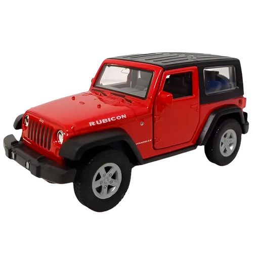 Auto Colección Welly Metal Jeep Wrangler Rubicon Rojo Escala 1:36