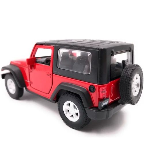 Auto Colección Welly Metal Jeep Wrangler Rubicon Rojo Escala 1:36
