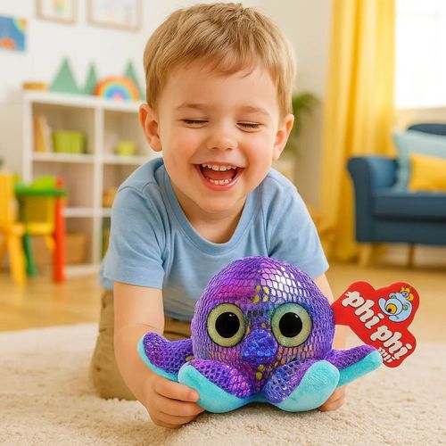 Peluche Animales De Mar Con Brillos 15 Cm Pulpo