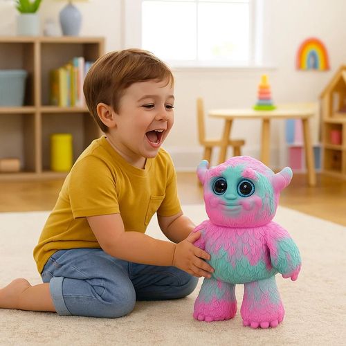 Squishy Monstruo Multicolor Elástico Celeste Con Rosa