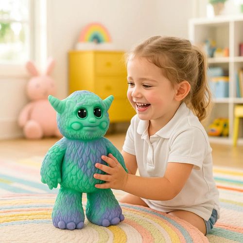 Squishy Monstruo Multicolor Elástico Turquesa Con Lila