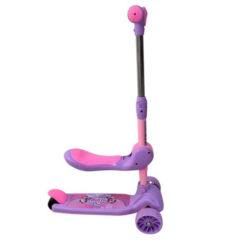 Monopatín Scooter 3 en 1 Plegable con Luces Violeta Tiny